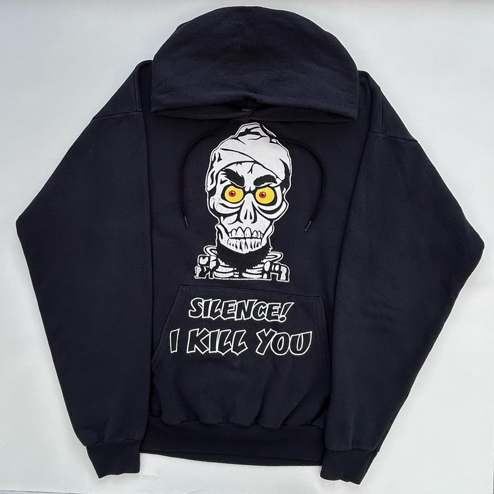 Vintage Y2K Jeff Dunham Achmed Silence I Kill You Black Graphic Hoodie Men’s L